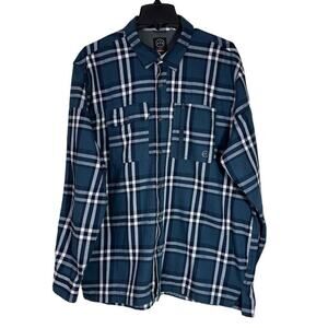 Wrangler x ATG All Terrain Gear Flannel Shirt Mens XL Blue Plaid Organic Cotton